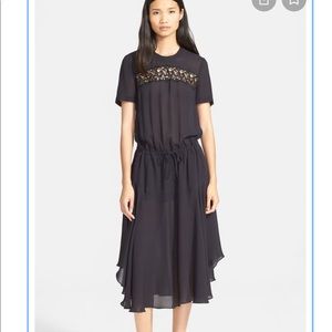 A.L.C. Navy midi dress with black lace detail